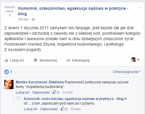 Źródło: Facebook - Komornik, orzecznictwo, egzekucja sądowa w praktyce - blog